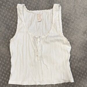 Gap x DOEN Women's White Lace Trim Tank Top